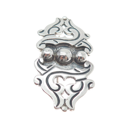 RAFAEL MELENDEZ 925 Sterling Silver Vintage Mexico Modernist Oxidized Pin Brooch