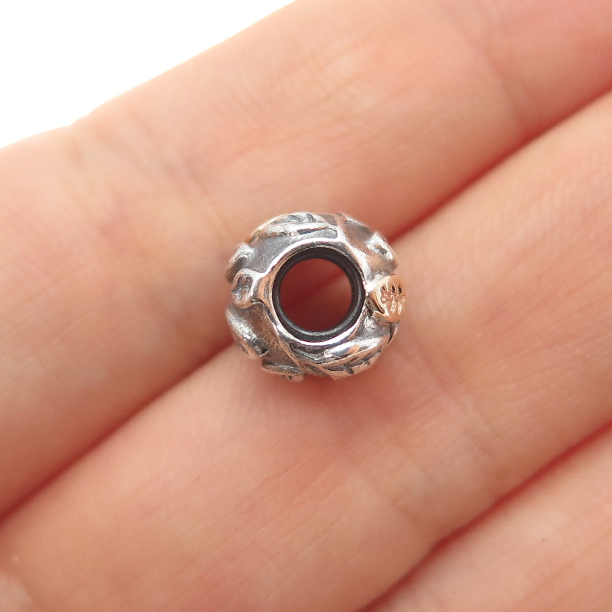 PANDORA 925 Sterling Silver & Gold Tree of Life Slide Bead Charm