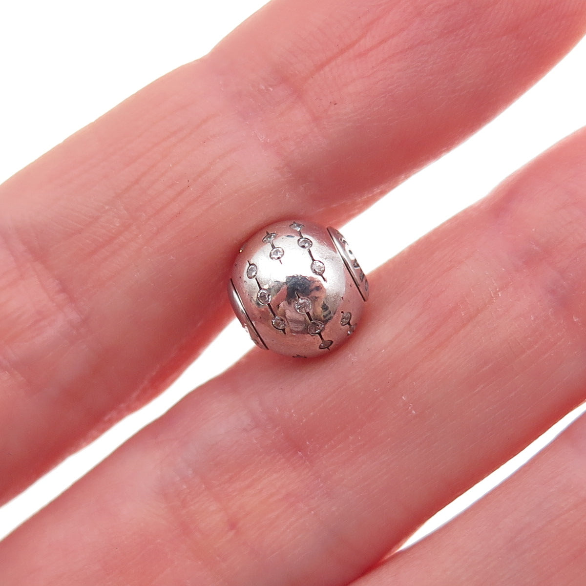 Pandora 925 Sterling Silver C Z Essence Trust Slide Bead Charm