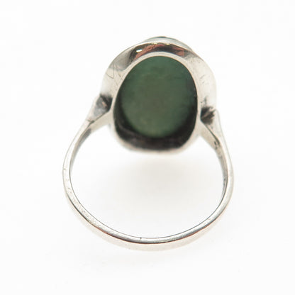 800 Silver Antique Art Deco GS Italy Real Chrysoprase Ring Size 6.75