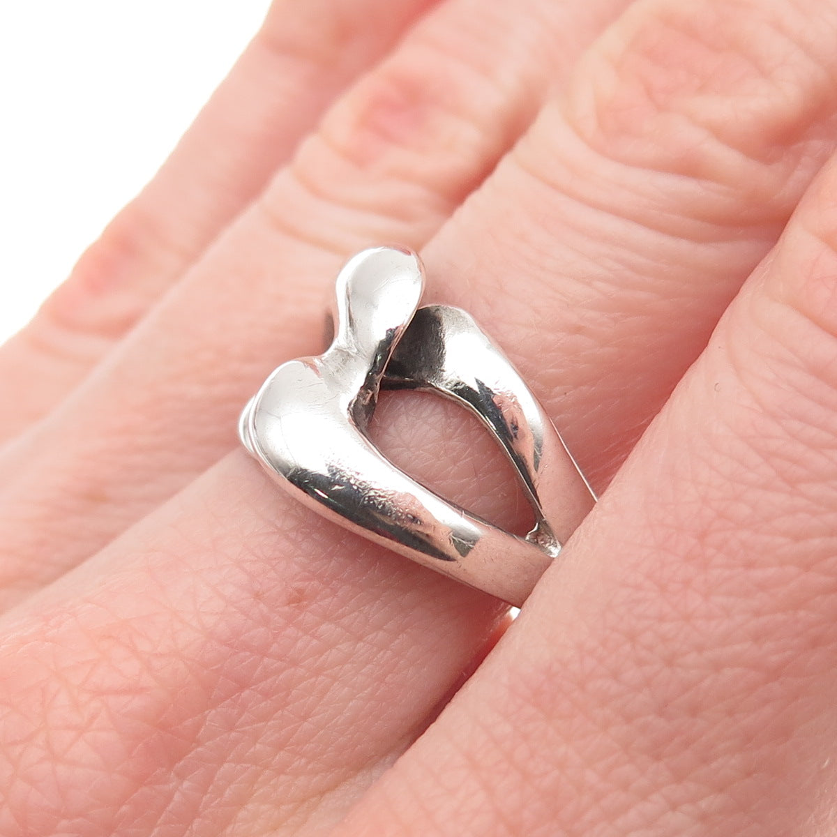 Charles Winston 925 Sterling Silver Vintage Modernist Interlocked Ring Size 8