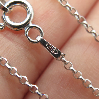 925 Sterling Silver Round & Baguette-Cut C Z Heart Cable Chain Necklace 16"
