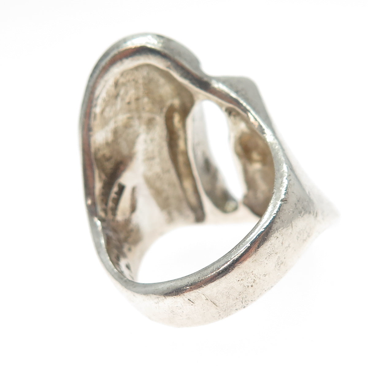 925 Sterling Silver Vintage Mexico Modernist Bypass Ring Size 8.5