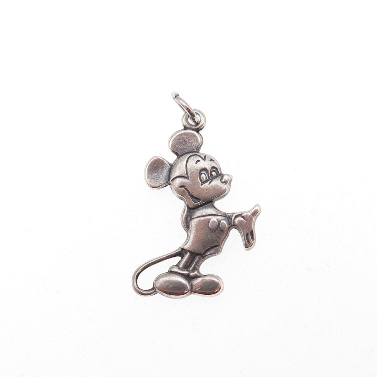 Disney 925 Sterling Silver Vintage Mickey Mouse Oxidized Charm Pendant