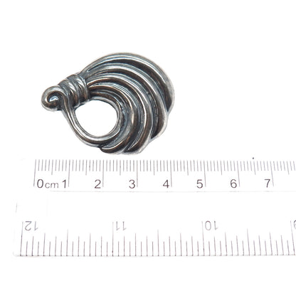 925 Sterling Silver Vintage Mexico Modernist Oxidized Pin Brooch