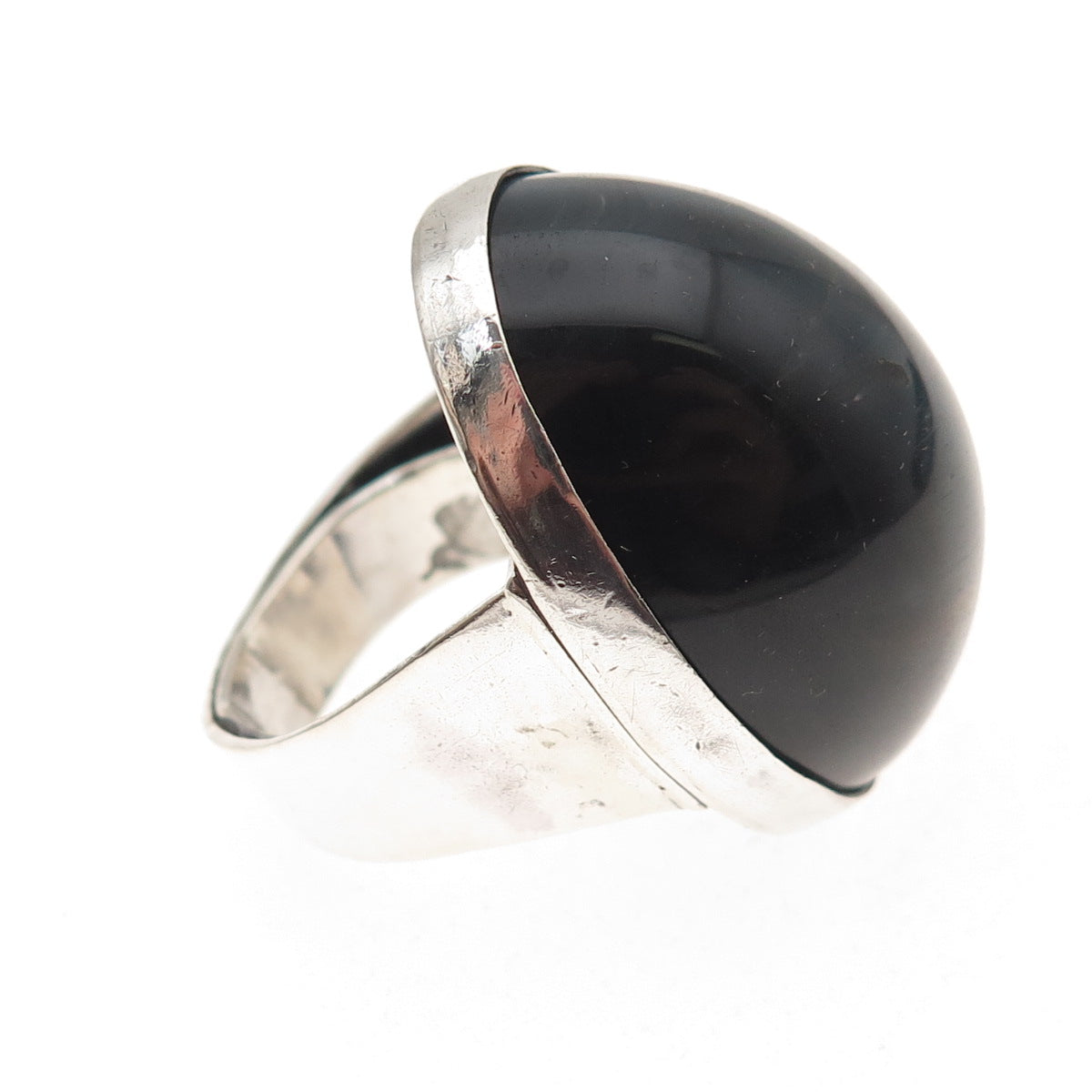 925 Sterling Silver Vintage Real Black Tiger Eye Statement Ring Size 8.25