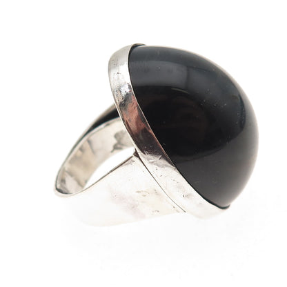 925 Sterling Silver Vintage Real Black Tiger Eye Statement Ring Size 8.25