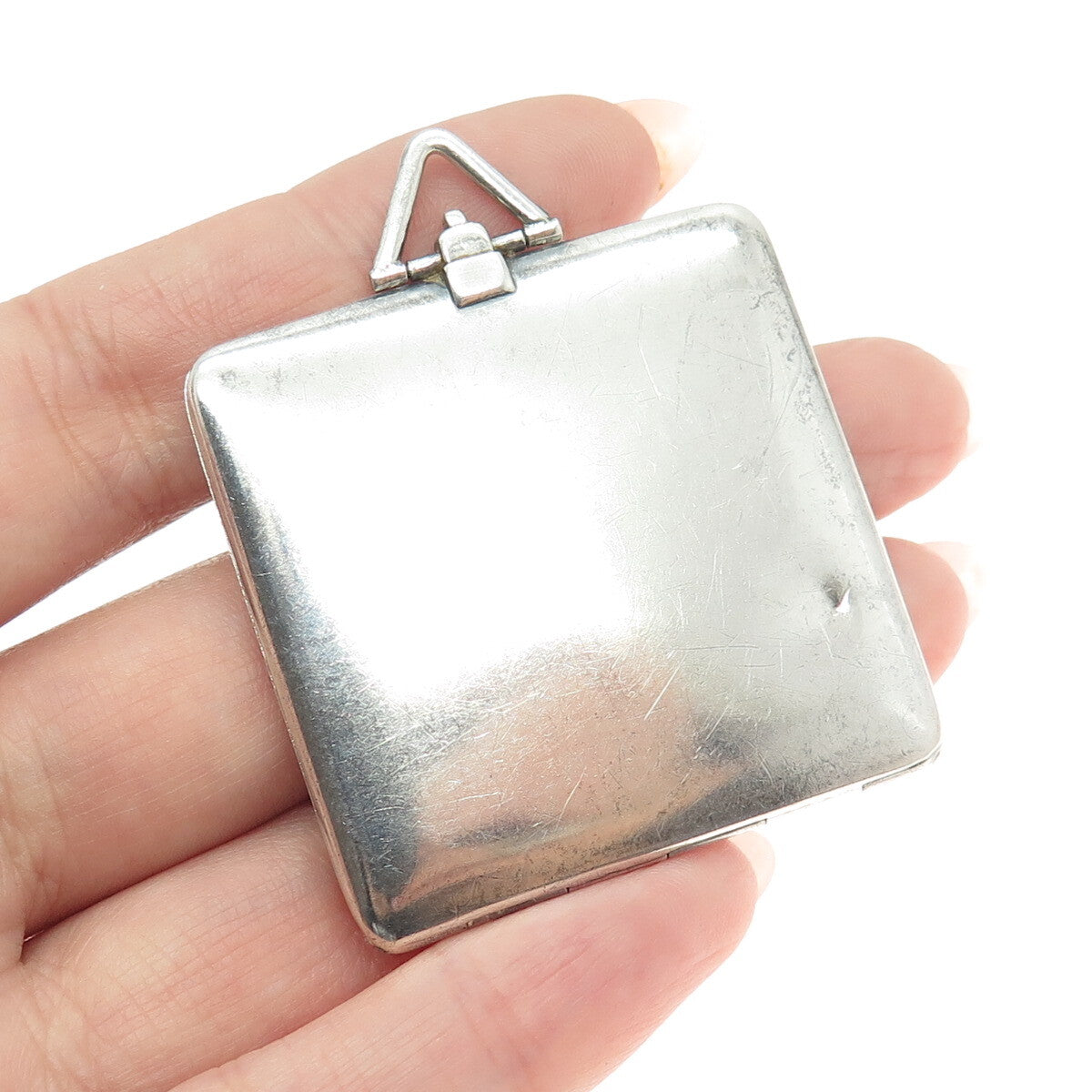 925 Sterling Silver Antique Art Deco Picture Frame Pocket Chatelaine Pendant