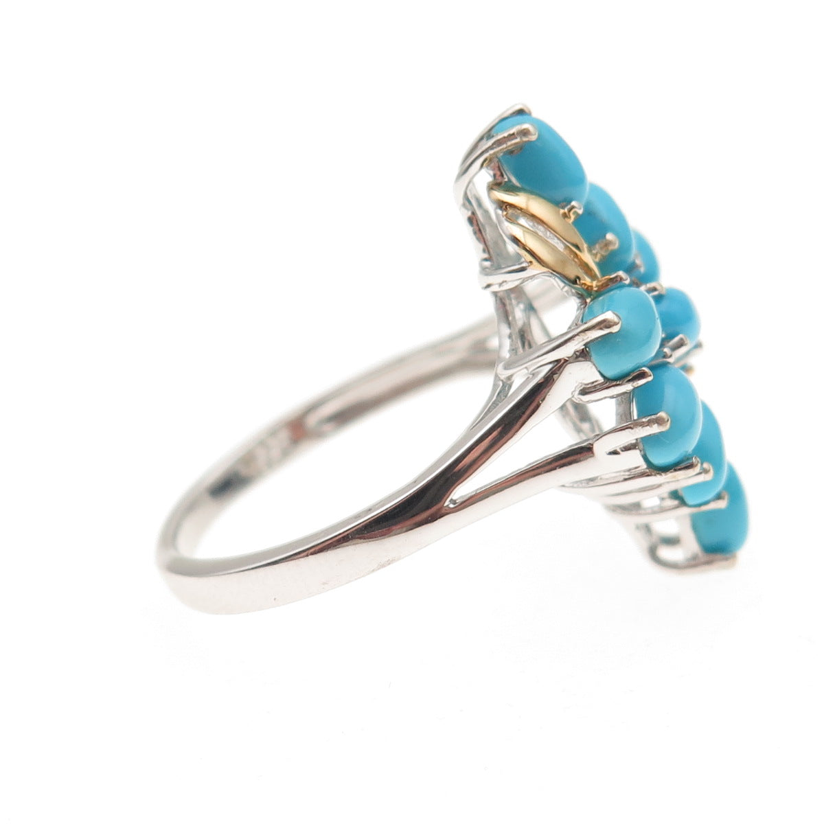 Chuck Clemency 925 Sterling 2-Tone Real Sleeping Beauty Turquoise Ring Size 8.25