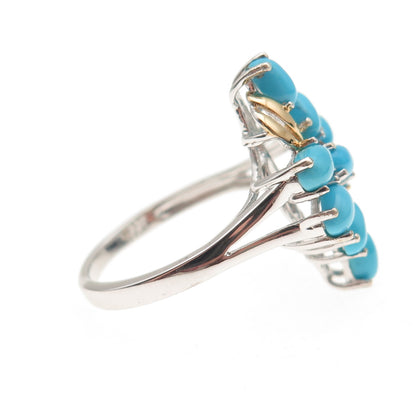 Chuck Clemency 925 Sterling 2-Tone Real Sleeping Beauty Turquoise Ring Size 8.25
