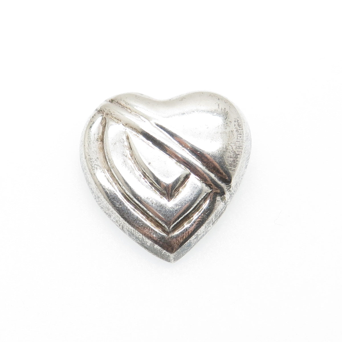 925 Sterling Silver Vintage Mexico Modernist Heart Pin Brooch