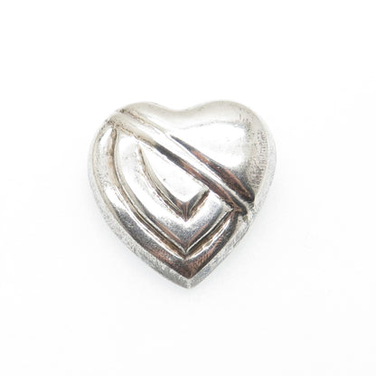 925 Sterling Silver Vintage Mexico Modernist Heart Pin Brooch