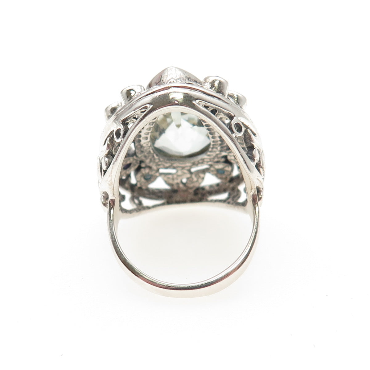 NICKY BUTLER Sterling Vintage Real Aquamarine Blue Topaz & Amethyst Ring Size 7