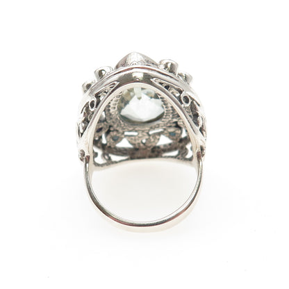 NICKY BUTLER Sterling Vintage Real Aquamarine Blue Topaz & Amethyst Ring Size 7