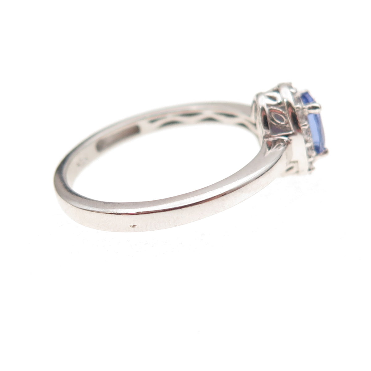 Chuck Clemency 925 Sterling Silver Real Tanzanite & White Topaz Ring Size 8
