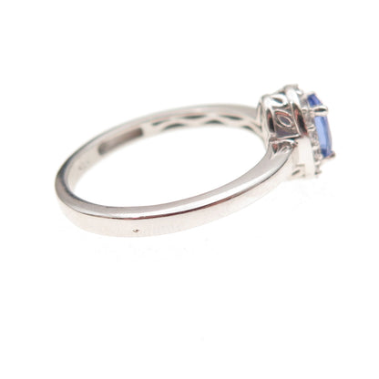 Chuck Clemency 925 Sterling Silver Real Tanzanite & White Topaz Ring Size 8