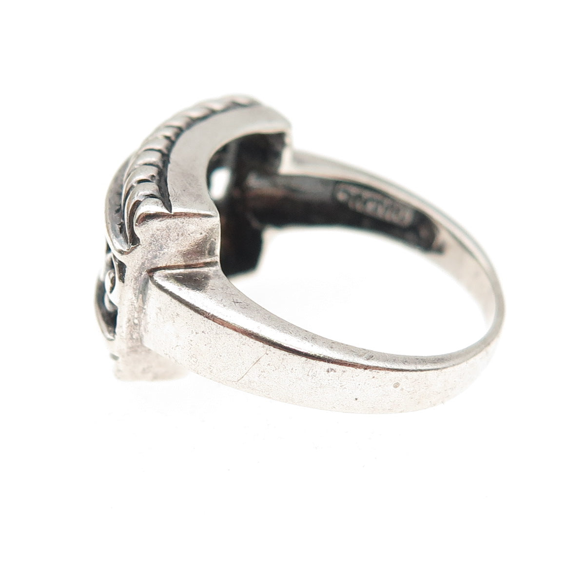 SX Sally C 925 Sterling Silver Vintage Swirl Oxidized Ring Size 7