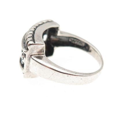 SX Sally C 925 Sterling Silver Vintage Swirl Oxidized Ring Size 7