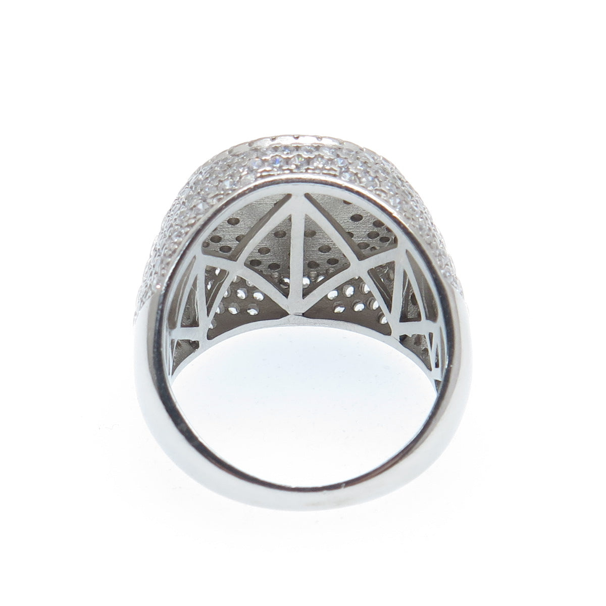 925 Sterling Silver Round-Cut Shaped C Z Sparkle Domed Ring Size 12