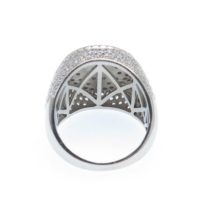 925 Sterling Silver Round-Cut Shaped C Z Sparkle Domed Ring Size 12