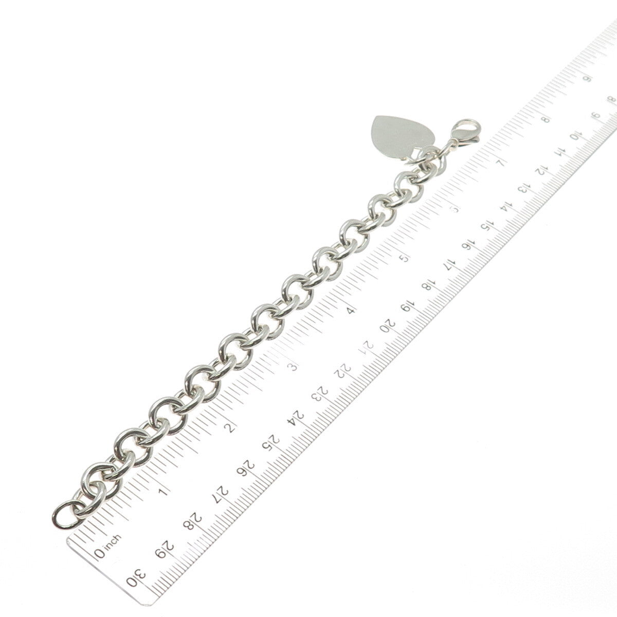 TIFFANY & CO. 925 Sterling Silver Vintage Heart Tag Rolo Link Bracelet 6.75"