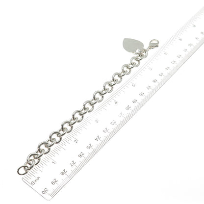 TIFFANY & CO. 925 Sterling Silver Vintage Heart Tag Rolo Link Bracelet 6.75"