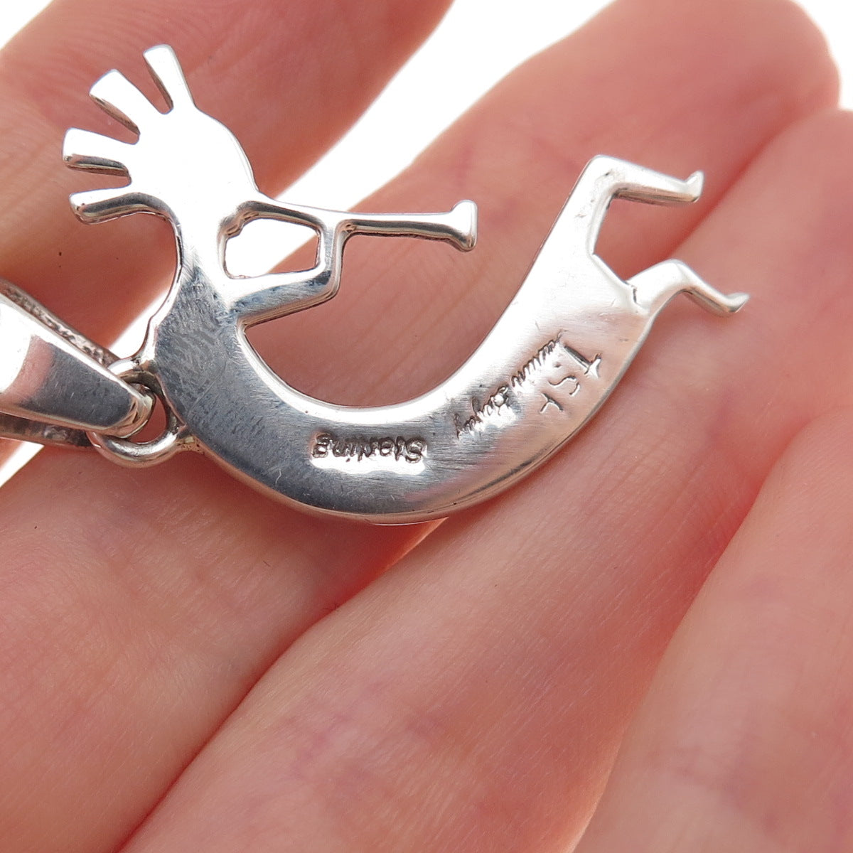 Calvin Begay & A Touch of Santa Fe Old Pawn Sterling Multi-Gem Kokopelli Pendant