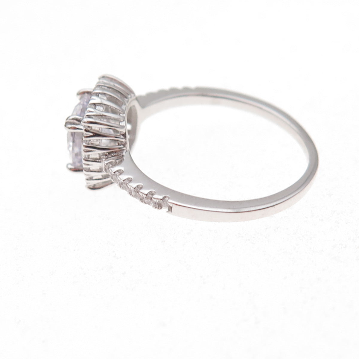 925 Sterling Silver Round-Cut C Z Engagement Ring Size 7.25
