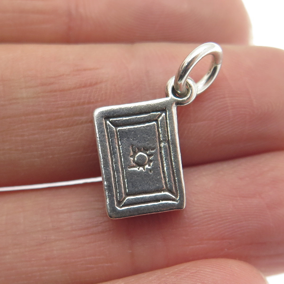 SUN WEST 925 Sterling Silver Vintage Diary Minimalist Charm Pendant