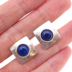 Robin Rotenier 925 Sterling Silver Vintage Real Lapis Modernist Square Cufflinks