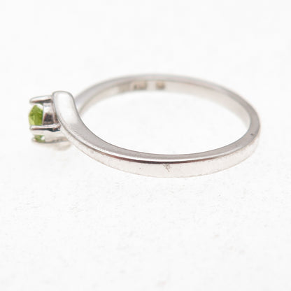 Nevada 925 Sterling Silver Vintage Real Oval-Cut Peridot Bypass Ring Size 6.5