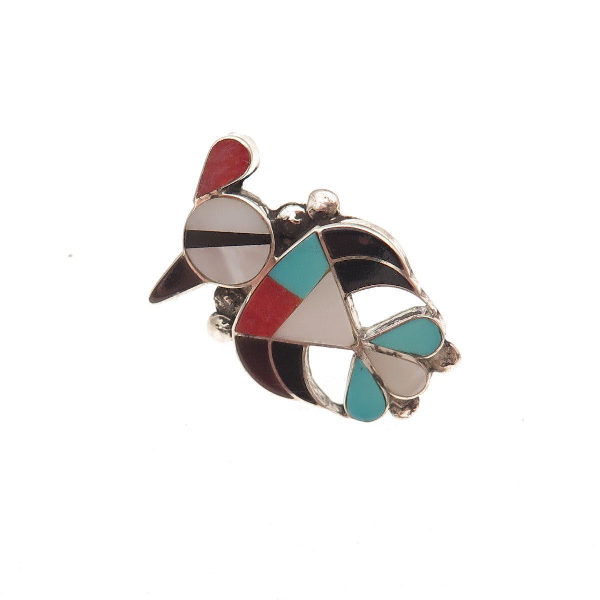 Edison Largo Navajo Old Pawn Sterling Vintage Multi-Gem Thunderbird Lapel Pin
