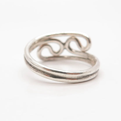 925 Sterling Silver Vintage Twisted Modernist Ring Size 9.75