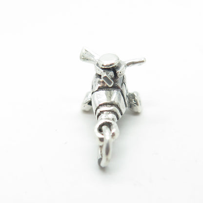 925 Sterling Silver Vintage Helicopter Movable Charm Pendant