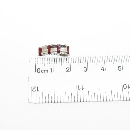 925 Sterling Silver Vintage Enamel Candy Cane Minimalist Slide Charm Pendant