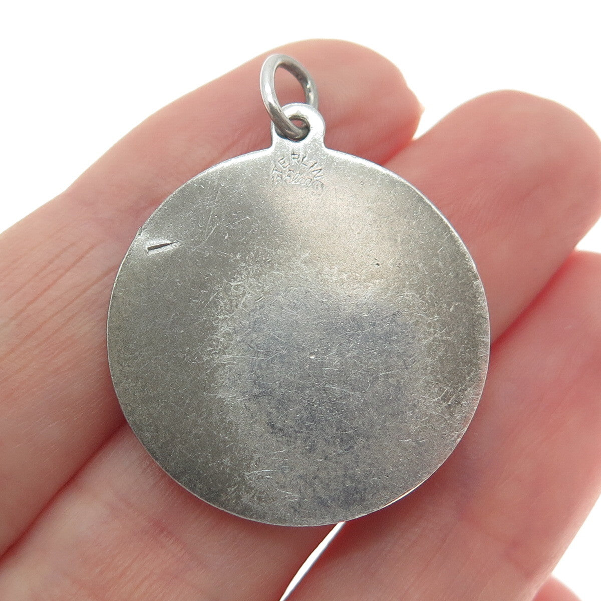 ELCO 925 Sterling Silver Antique Leo Zodiac Sign Round Pendant