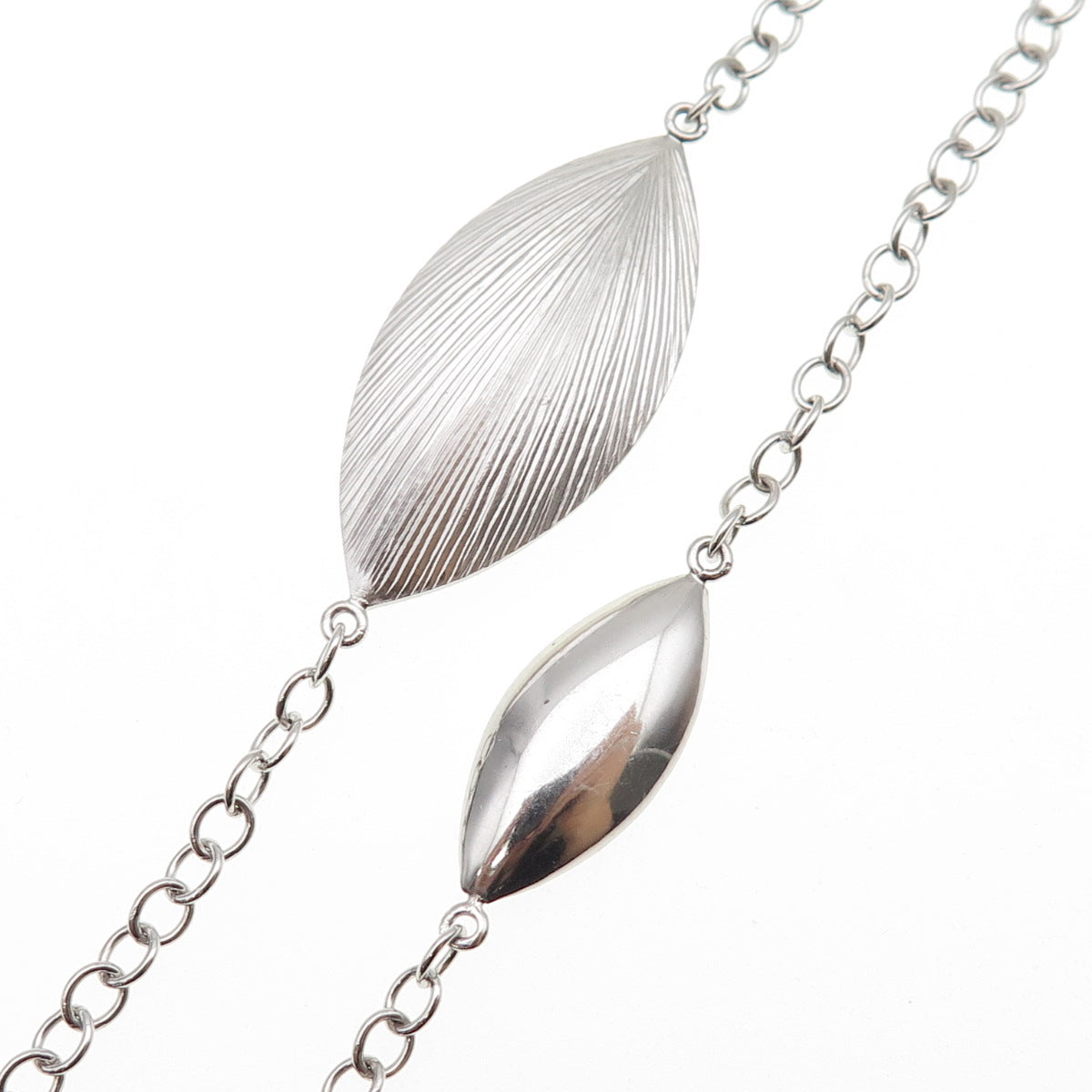 925 Sterling Silver Petal Station Cable Chain Necklace 28"