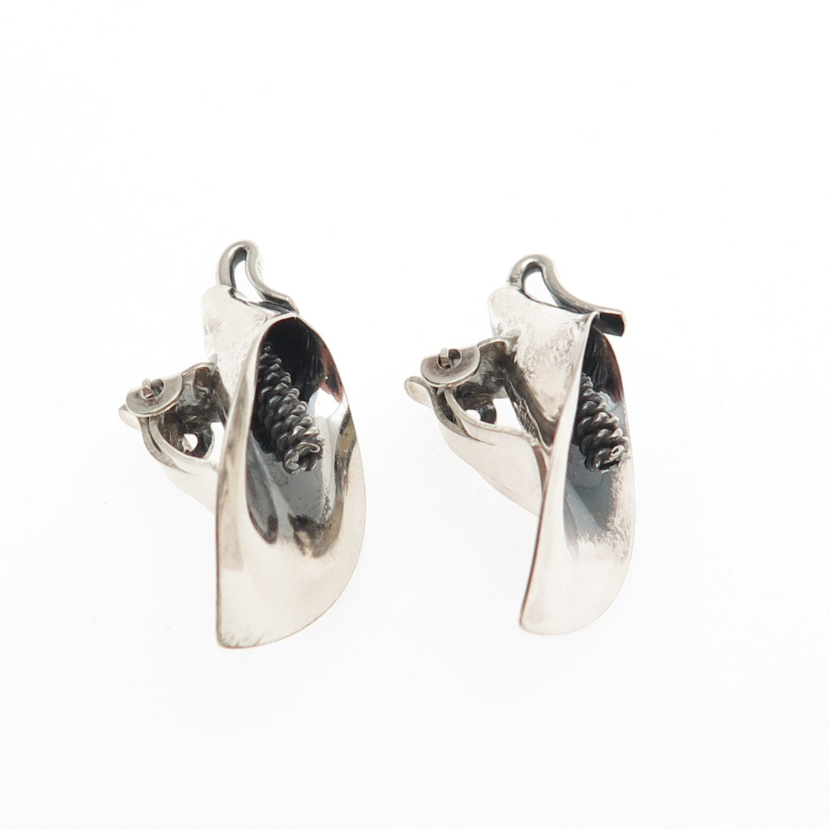 Niels Erik From 925S Sterling Silver Vintage Denmark Calla Lily Clip On Earrings