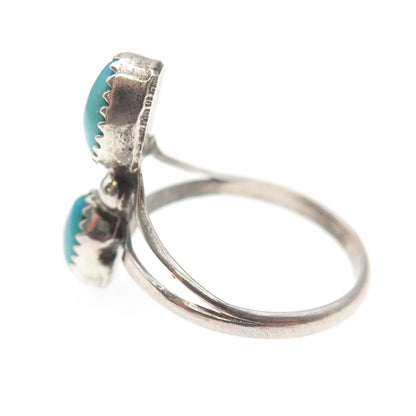 Old Pawn Sterling Silver Vintage Southwestern Turquoise Tribal Ring Size 5.75