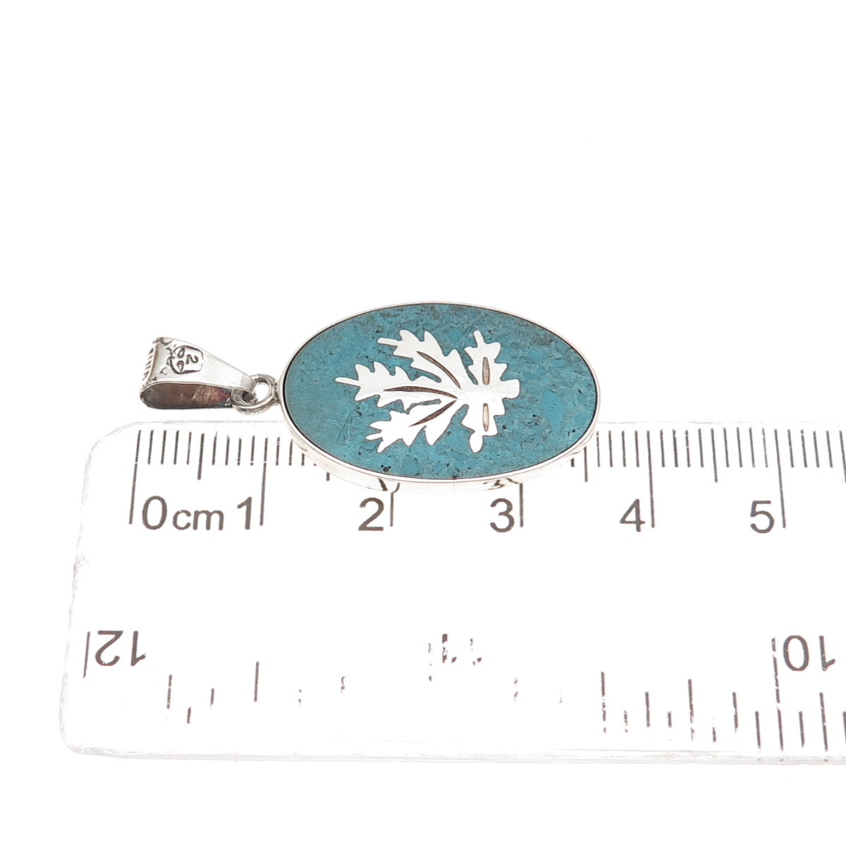 925 Sterling Silver Vintage Mexico Real Turquoise Cannabis Leaf Charm Pendant