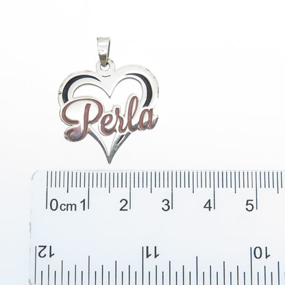 925 Sterling Silver Enamel Perla Heart Charm Pendant