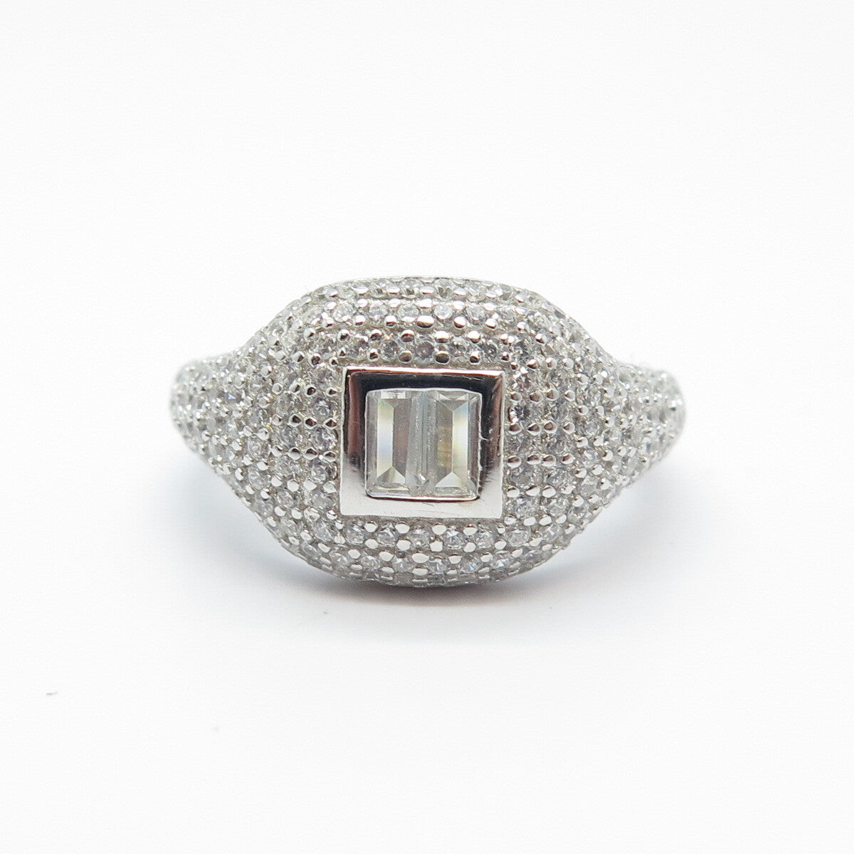 925 Sterling Silver Princess-Cut C Z Ring Size 5.75