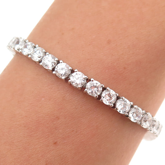 Ross Simons 925 Sterling Silver Round-Cut C Z Tennis Link Bracelet 7.5"