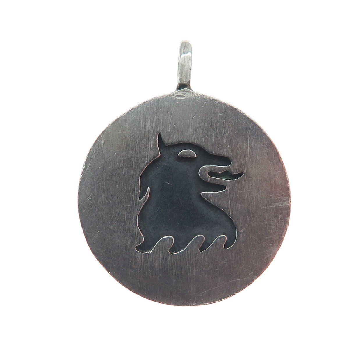 VICTORIA CONY 925 Sterling Silver Vintage Mexico Leo Zodiac Oxidized Pendant