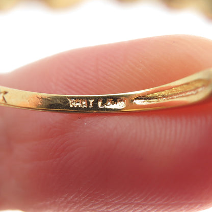 SMK 925 Sterling Silver Gold Plated Beaded Ring Size 7.25