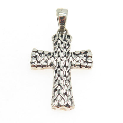 925 Sterling Silver Vintage Kali Woven Cross Pendant