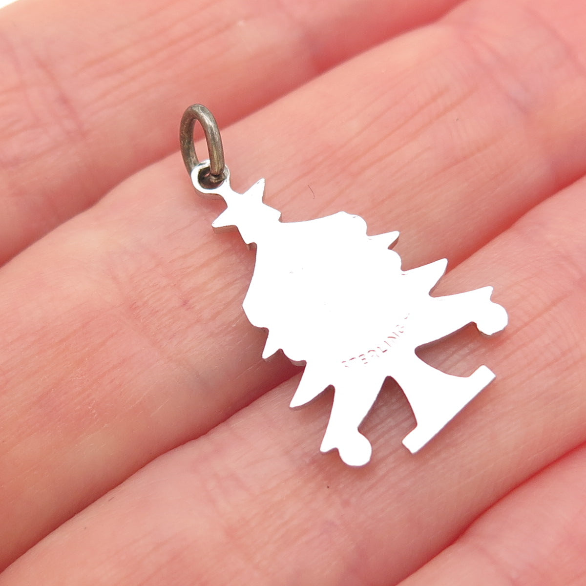 Griffith & Sons 925 Sterling Silver Vintage Enamel Christmas Tree Charm Pendant