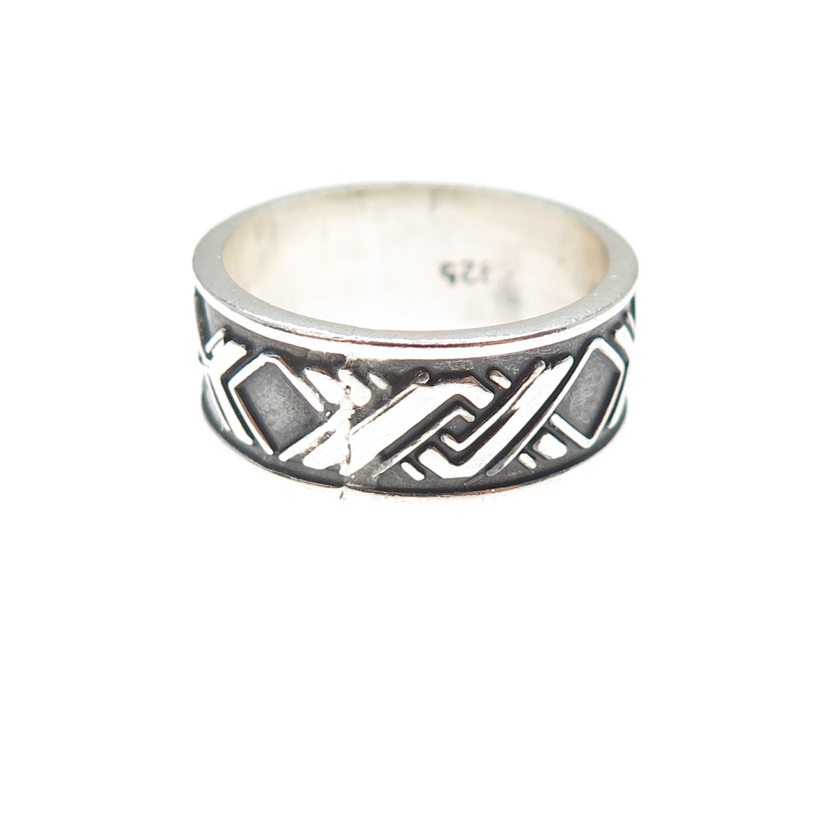 925 Sterling Silver Vintage X Link Oxidized Band Ring Size 6.75