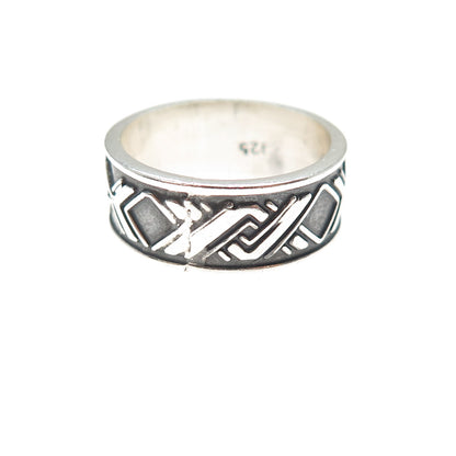 925 Sterling Silver Vintage X Link Oxidized Band Ring Size 6.75