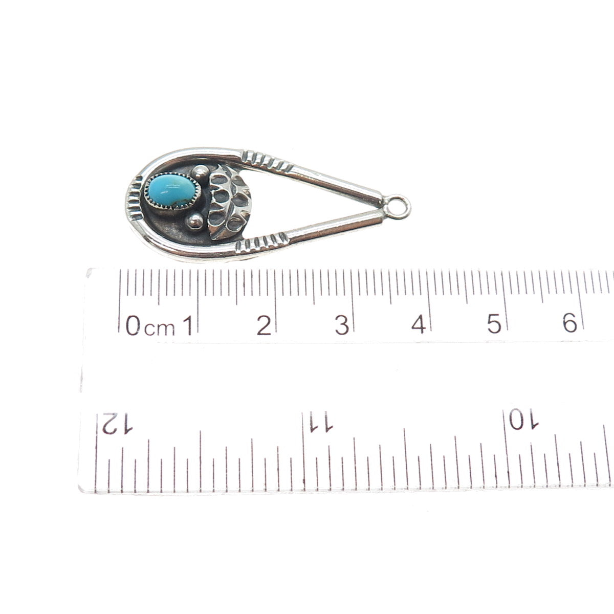Preston Haley Navajo Old Pawn Sterling Silver Vintage Turquoise Teardrop Pendant